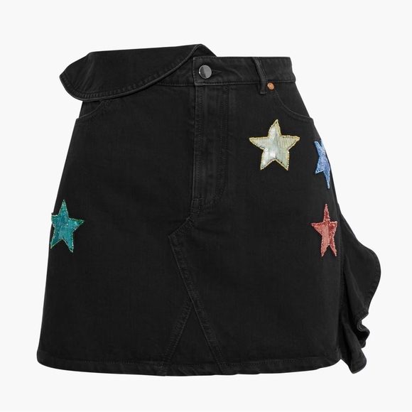 Valentino Dresses & Skirts - VALENTINO GARAVANI Embellished Ruffle-Trimmed Denim Mini Skirt Size 36